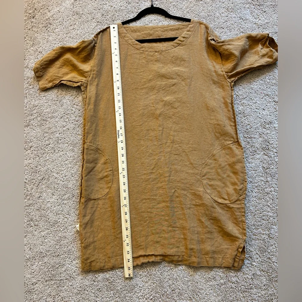 Ethically sourced women owned small business European linen rust dress Large - Picture 7 of 10